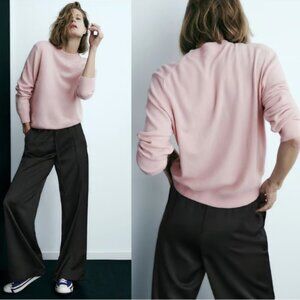 ZARA wool blend knit sweater pale pink size M